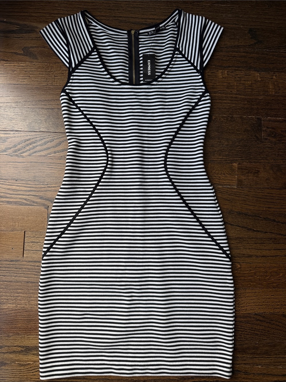 NWT Express Black and White Bodycon Dress